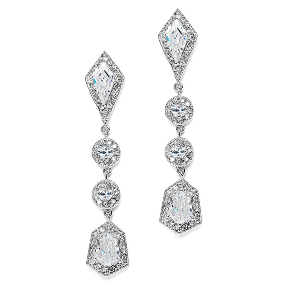 Empress & Noble Cut Cubic Zirconia Bridal Earrings